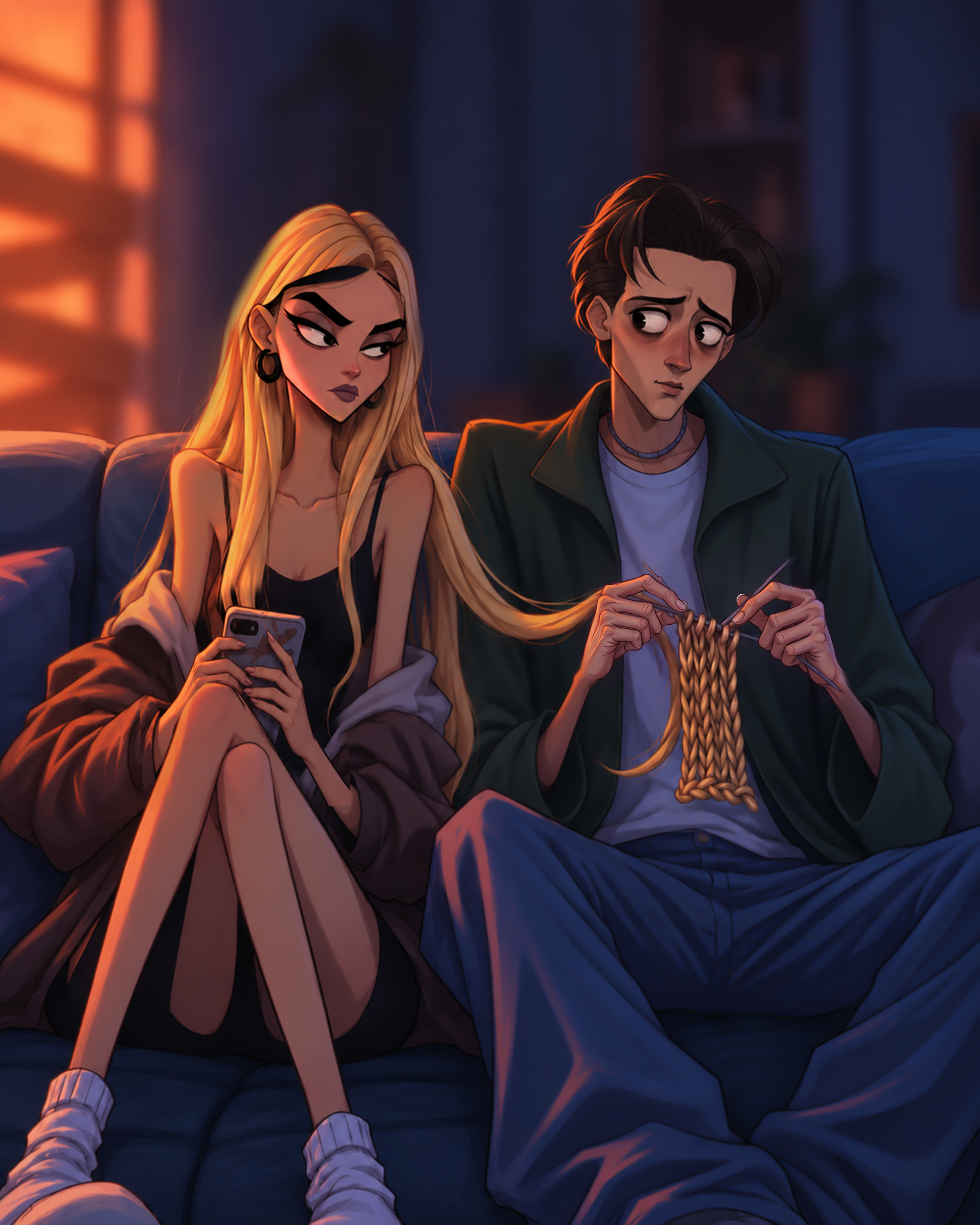 Черновая иллюстрация двух персонажей
